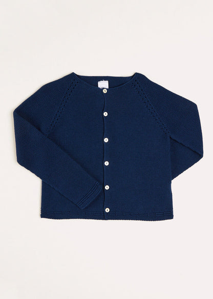 Plain Cardigan in Navy (6mths-10yrs) KNITWEAR from Pepa London
