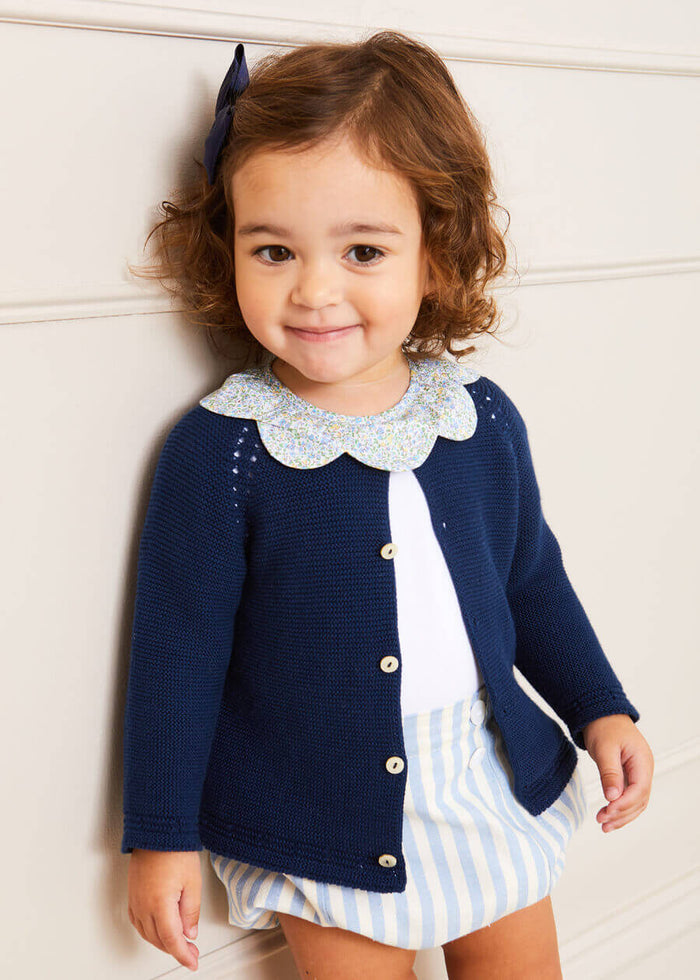 Plain Cardigan in Navy (6mths-10yrs) KNITWEAR from Pepa London