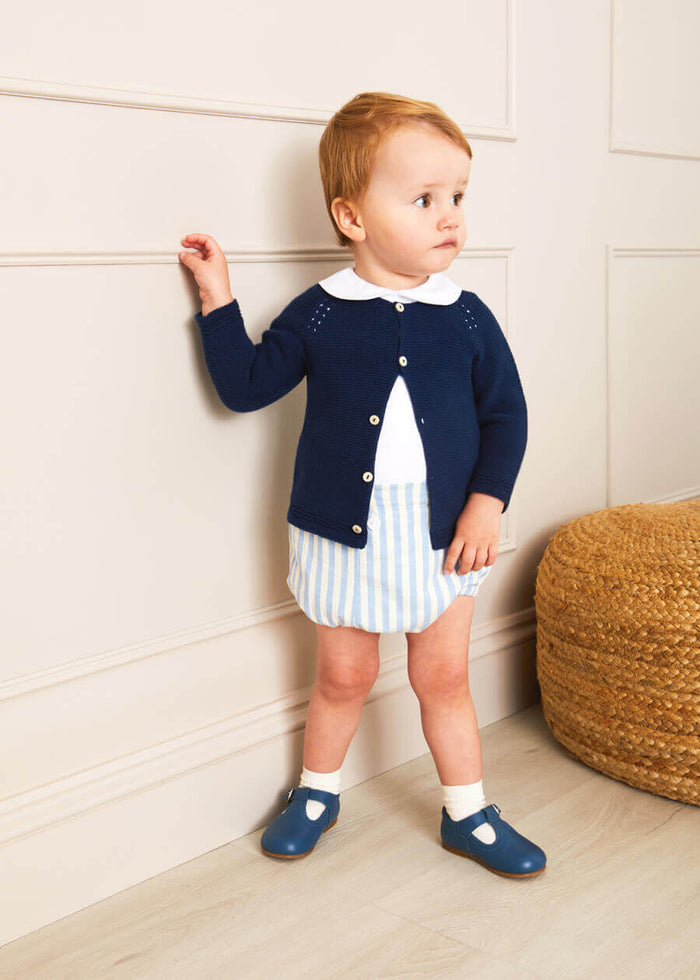 Plain Cardigan in Navy (6mths-10yrs) KNITWEAR from Pepa London
