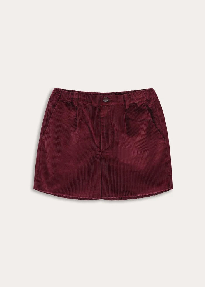 Plain Corduroy Tailored Shorts in Burgundy (4-10yrs) Shorts from Pepa London