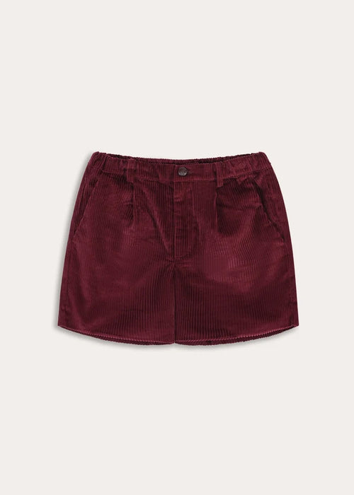 Plain Corduroy Tailored Shorts in Burgundy (4-10yrs) Shorts from Pepa London
