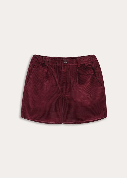 Plain Corduroy Tailored Shorts in Burgundy (4-10yrs) Shorts from Pepa London