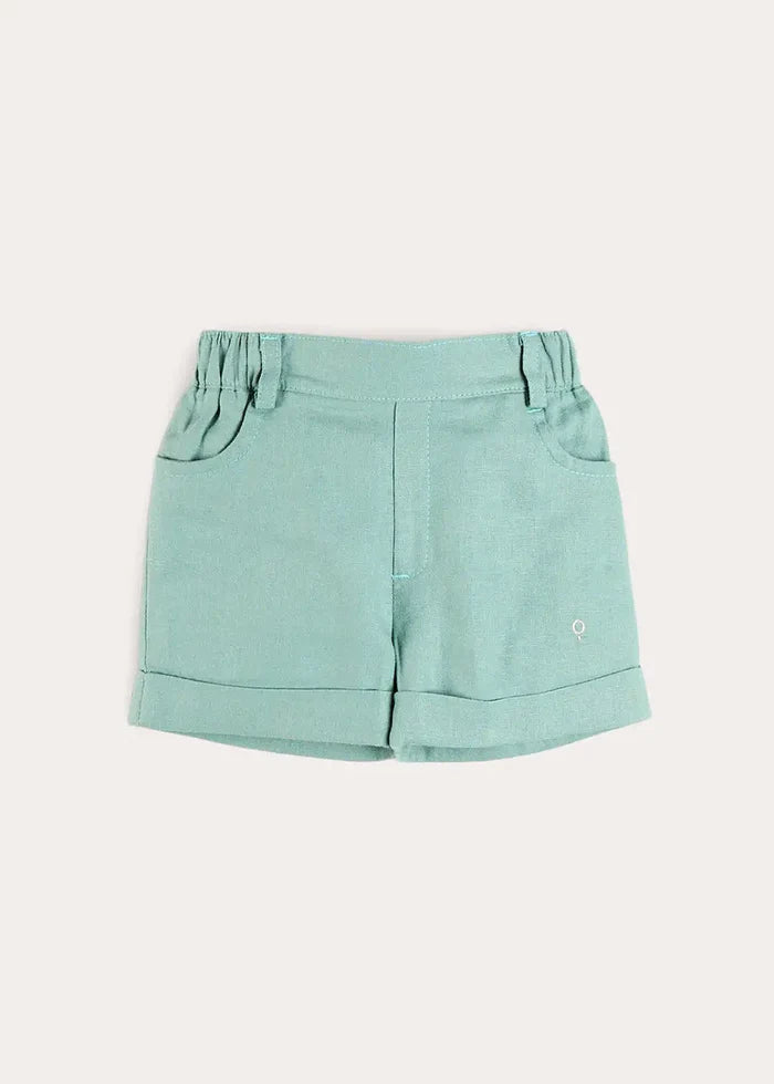 Plain Insignia Elasticated Waistband Shorts in Sage Green (12mths-4yrs) SHORTS from Pepa London