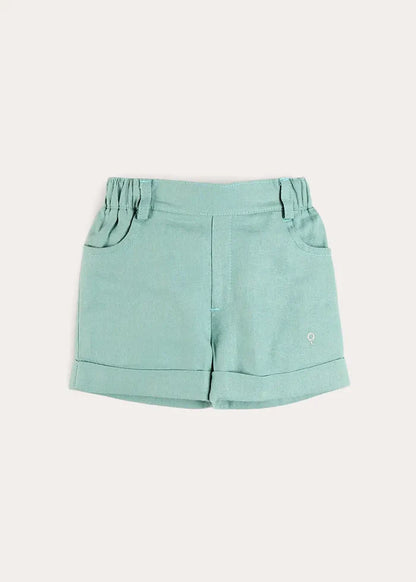 Plain Insignia Elasticated Waistband Shorts in Sage Green (12mths-4yrs) SHORTS from Pepa London