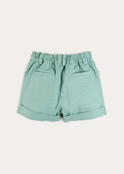 Plain Insignia Elasticated Waistband Shorts in Sage Green (12mths-4yrs) SHORTS from Pepa London