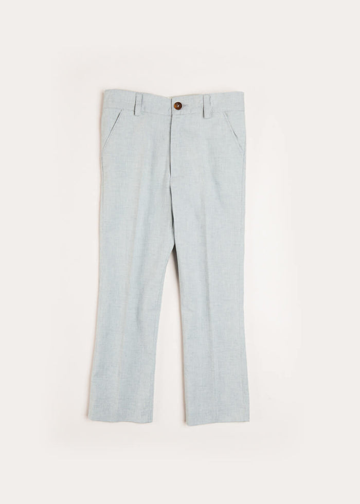 Plain Light Linen Suit Trousers in Blue (4-10yrs) TROUSERS from Pepa London