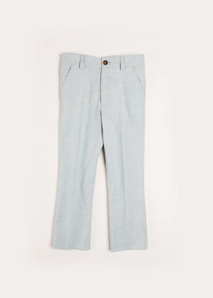 Plain Light Linen Suit Trousers in Blue (4-10yrs) TROUSERS from Pepa London