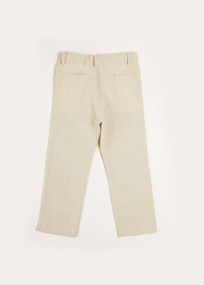 Plain Light Linen Trousers in Beige (4-10yrs) TROUSERS from Pepa London