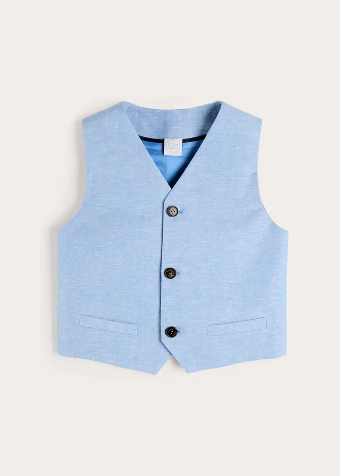 Plain Waistcoat in Sky Blue (4- 10yrs) COATS from Pepa London