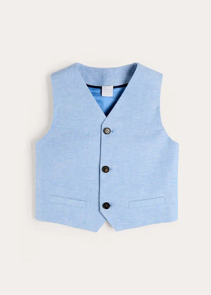 Plain Waistcoat in Sky Blue (4- 10yrs) COATS from Pepa London