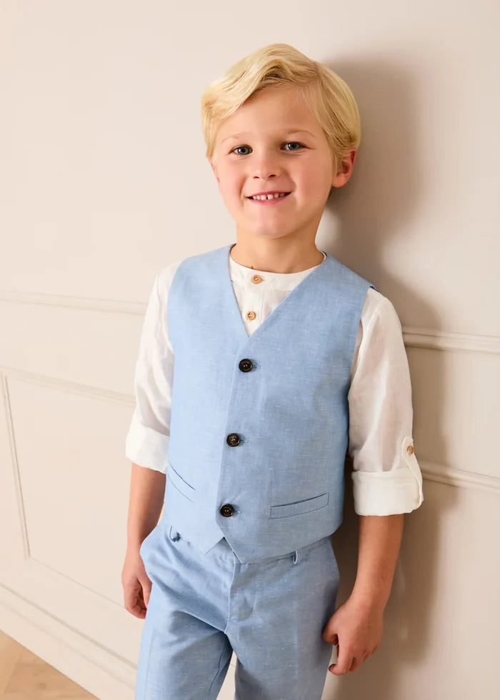 Plain Waistcoat in Sky Blue (4- 10yrs) COATS from Pepa London