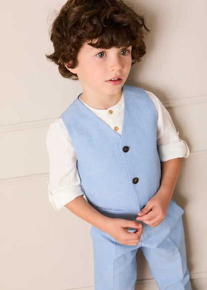 Plain Waistcoat in Sky Blue (4- 10yrs) COATS from Pepa London
