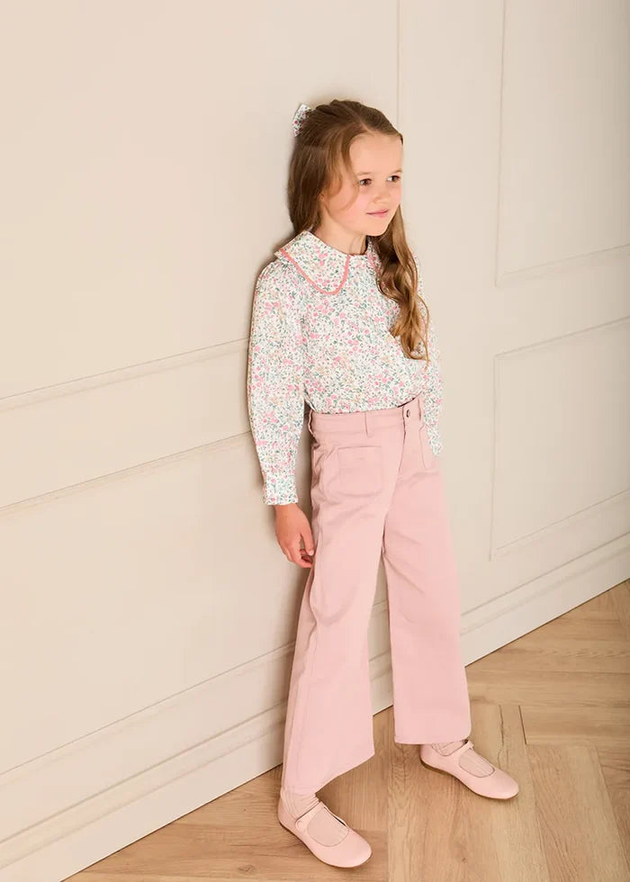 Plain Wide Leg Trousers in Pink (4-10yrs) Trousers from Pepa London