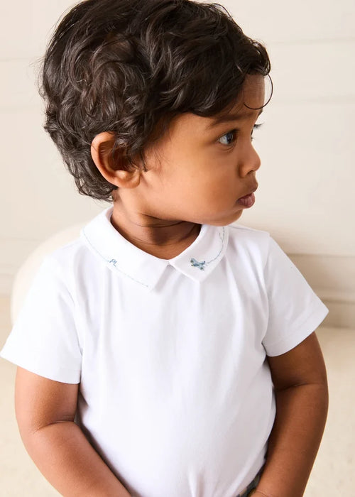 Plane Embroidery Short Sleeve Bodysuit in White (3mths-3yrs) TOPS & BODYSUITS from Pepa London
