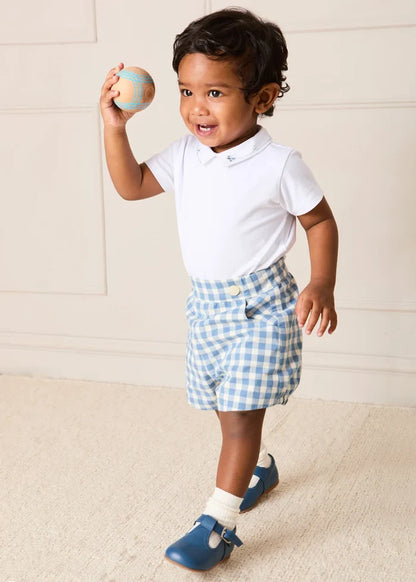 Plane Embroidery Short Sleeve Bodysuit in White (3mths-3yrs) TOPS & BODYSUITS from Pepa London