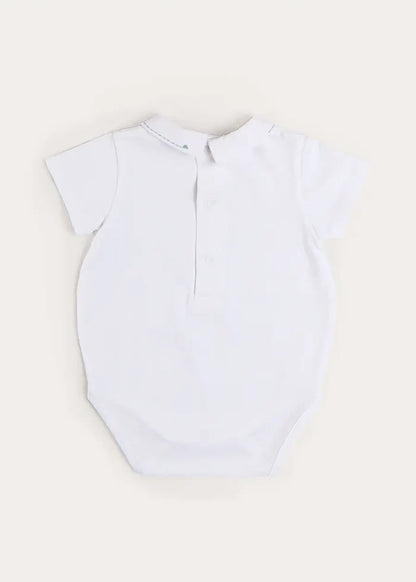 Plane Embroidery Short Sleeve Bodysuit in White (3mths-3yrs) TOPS & BODYSUITS from Pepa London