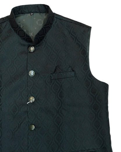 Racing / Bottle Green - Self Brocade Indian Mens Waistcoat / Bandi - Bollywood - CS2403 KT 0524