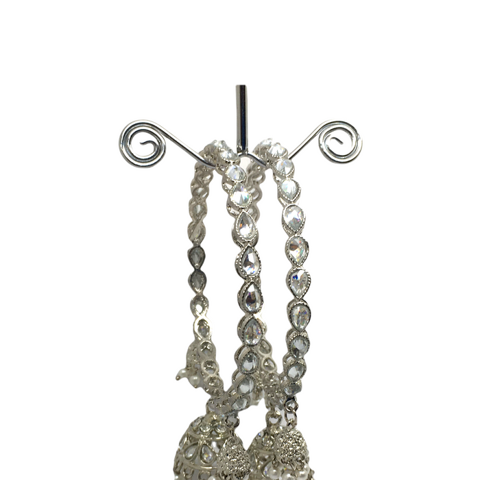 Reverse Stone Silver Finish Zhumki Bangles (Set of 2) - NBA87P 1221