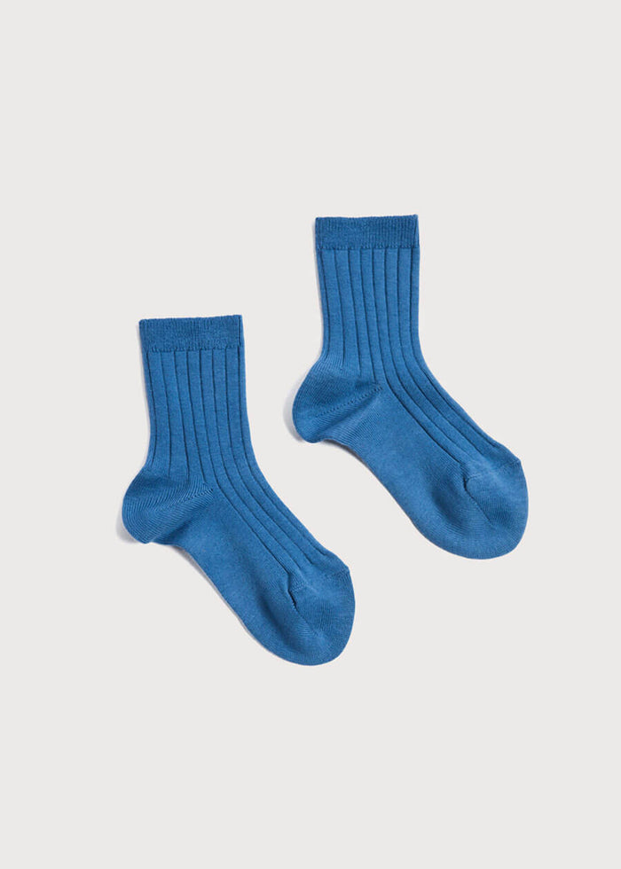Ribbed Short Socks - Blue (0mths-8yrs) SOCKS from Pepa London