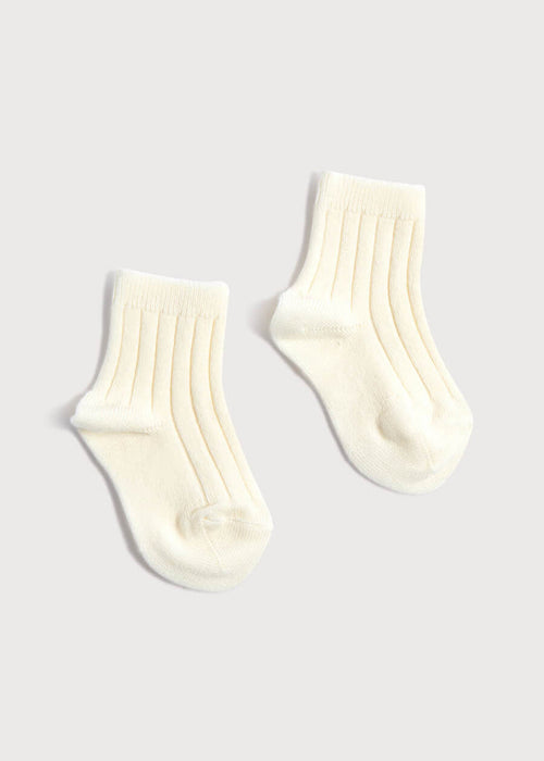 Ribbed Short Socks - Cream (0mths-10yrs) SOCKS from Pepa London