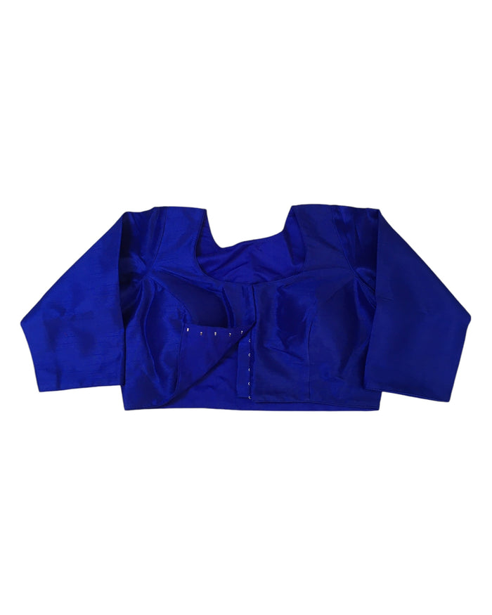Royal Blue - Silky Saree blouse with cups,  Long Sleeves, High Back - 42" - UK Stock - Quick Delivery - RNK - R231F-A