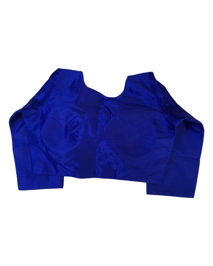 Royal Blue - Silky Saree blouse with cups,  Long Sleeves, High Back - 42" - UK Stock - Quick Delivery - RNK - R231F-A
