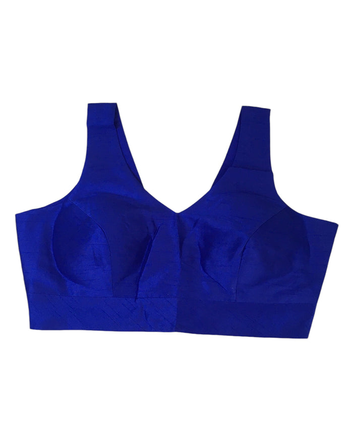 Royal Blue - Silky Saree blouse with cups,  Sleeveless - 42" - UK Stock - Quick Delivery - RNK - R722A-KY