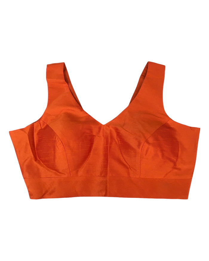 Rust / Burnt Orange - Silky Saree blouse with cups,  Sleeveless - 42" - UK Stock - Quick Delivery - RNK - R722A-K