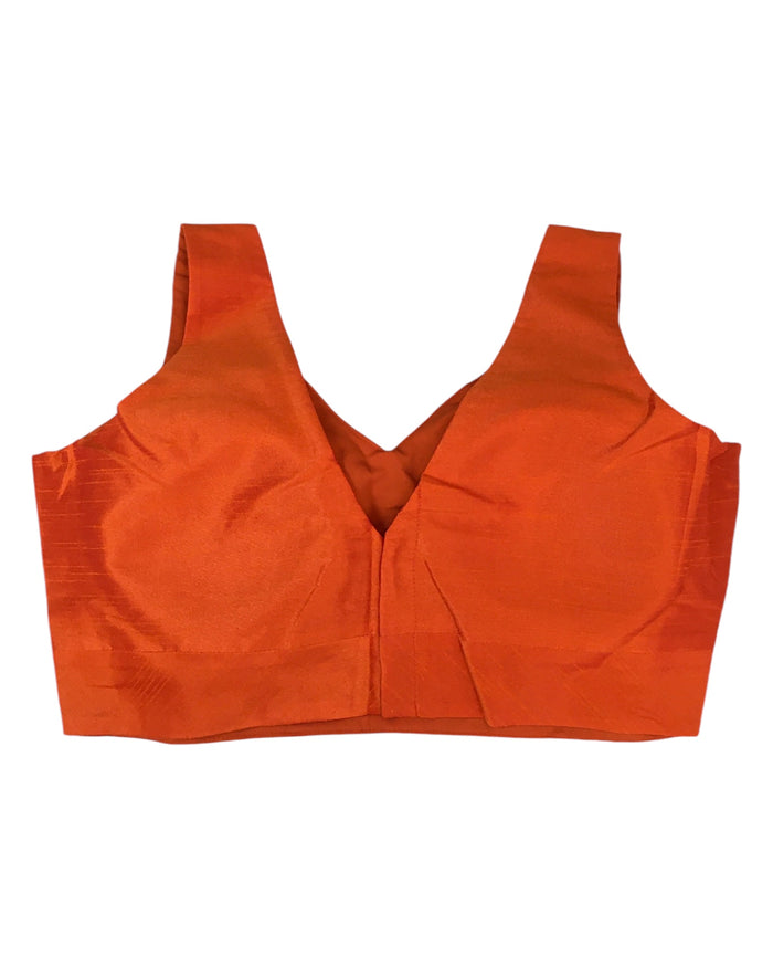 Rust / Burnt Orange - Silky Saree blouse with cups,  Sleeveless - 42" - UK Stock - Quick Delivery - RNK - R722A-K