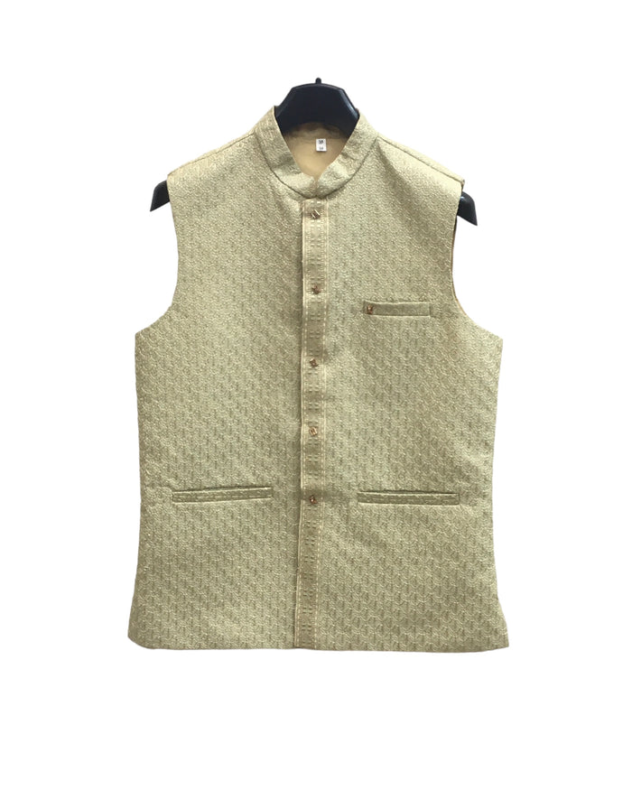 Sage Green - Rich Lucknowi Sequins Mens Waistcoat - Bollywood - KCS4013 VH 0324