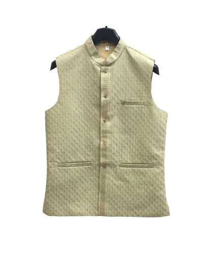 Sage Green - Rich Lucknowi Sequins Mens Waistcoat - Bollywood - KCS4013 VH 0324