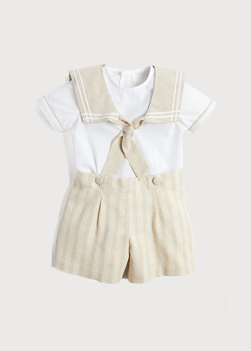 Sailor Collar Striped Set in Beige (12mths-6yrs) SETS from Pepa London