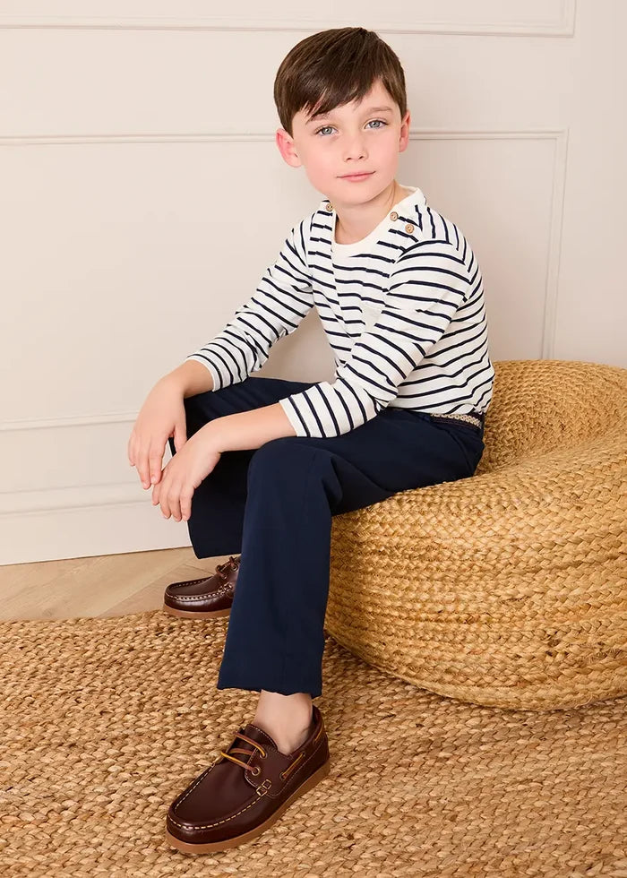 Sailor Stripe Long Sleeve Pocket Detail Top in White (2-10yrs) TOPS & BODYSUITS from Pepa London