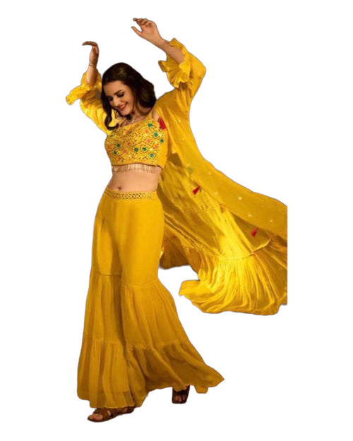 SALE - Mustard Yellow -  Ready Made Sharara Set - UK Stock - 24h Dispatch - SHV1003 TC 0922