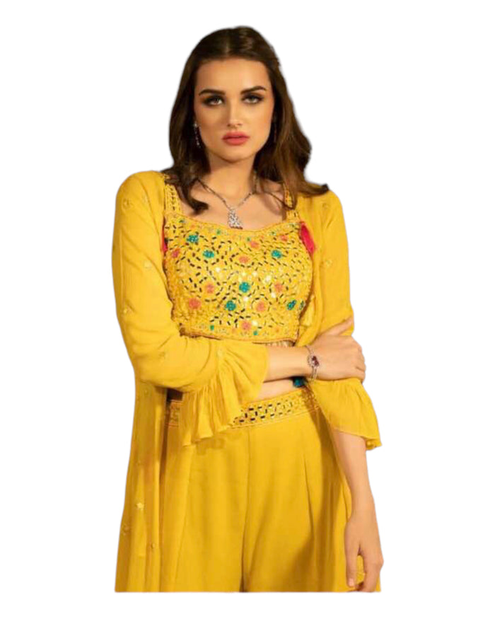 SALE - Mustard Yellow -  Ready Made Sharara Set - UK Stock - 24h Dispatch - SHV1003 TC 0922