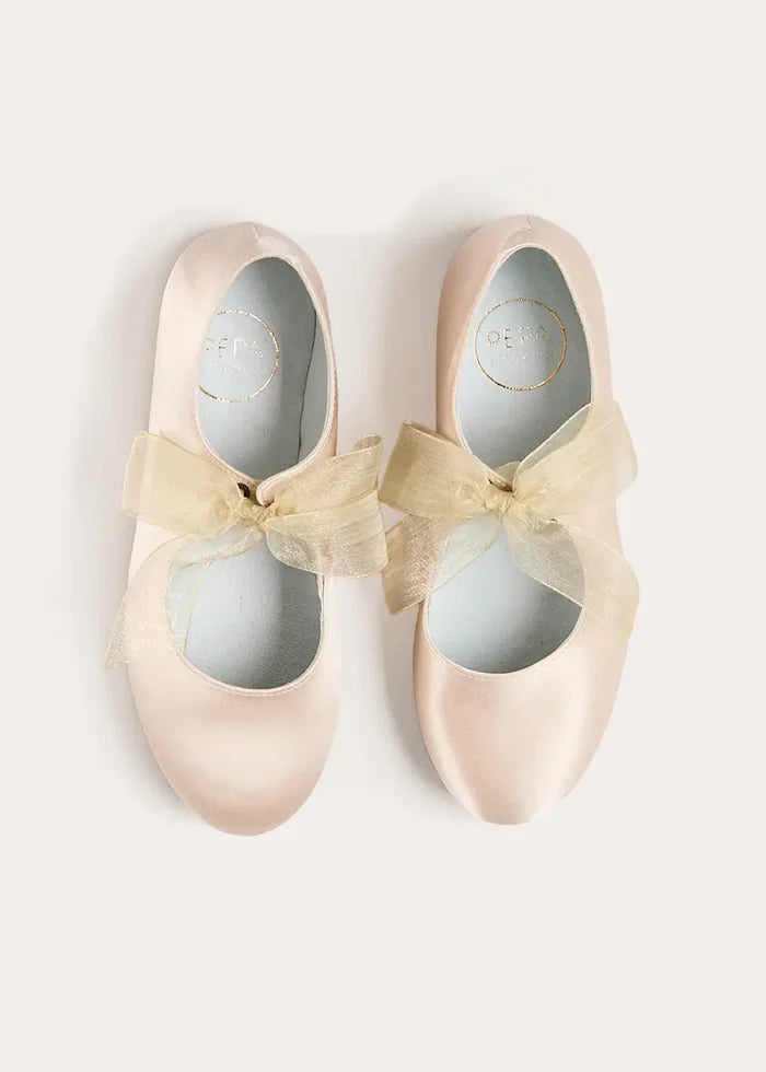 Satin Organza Bow Party Shoes in Champagne (24-37EU) SHOES from Pepa London