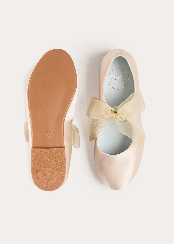 Satin Organza Bow Party Shoes in Champagne (24-37EU) SHOES from Pepa London
