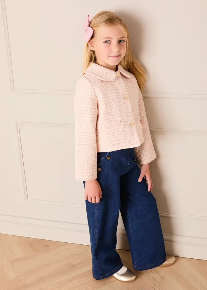 Scallop Detail Wide Leg Jeans in Blue Denim (2-12yrs) TROUSERS from Pepa London