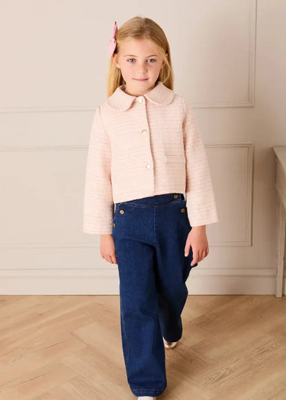 Scallop Detail Wide Leg Jeans in Blue Denim (2-12yrs) TROUSERS from Pepa London