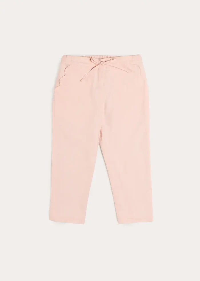 Scallop Edged Pocket Bow Detail Trousers in Baby Pink (18mths-4yrs) TROUSERS from Pepa London