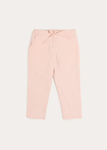 Scallop Edged Pocket Bow Detail Trousers in Baby Pink (18mths-4yrs) TROUSERS from Pepa London