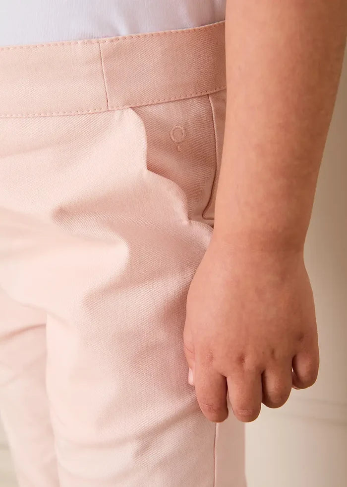 Scallop Edged Pocket Bow Detail Trousers in Baby Pink (18mths-4yrs) TROUSERS from Pepa London