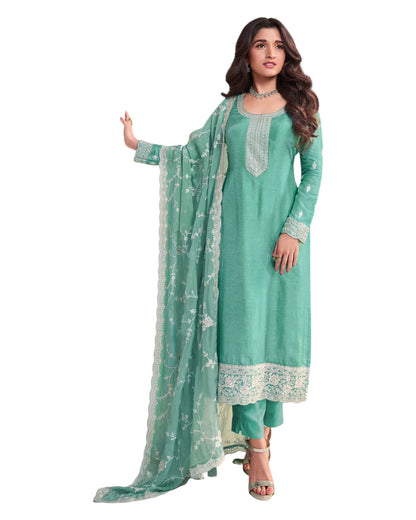 Sea Green - Simple / Classy Silky Ladies Salwar Suit with Rich Dupatta - Available in Sizes 12 & 18 - VF69094 VR 0924