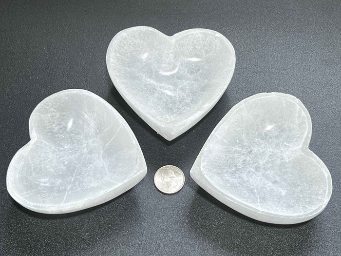Selenite Satin Spar Crystal Heart Bowl Carving