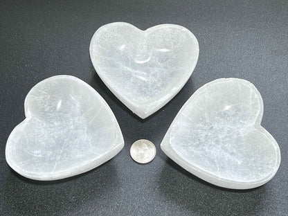 Selenite Satin Spar Crystal Heart Bowl Carving