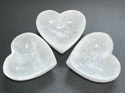 Selenite Satin Spar Crystal Heart Bowl Carving