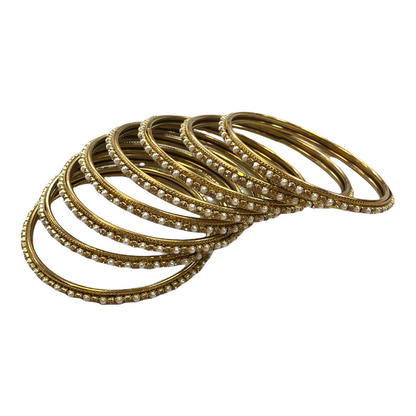 Set of 8 Pearl and Stone Bangles - 2.4, 2.6, 2.8 and 2.10 - AE2119Vp 0821
