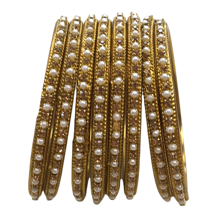 Set of 8 Pearl and Stone Bangles - 2.4, 2.6, 2.8 and 2.10 - AE2119Vp 0821