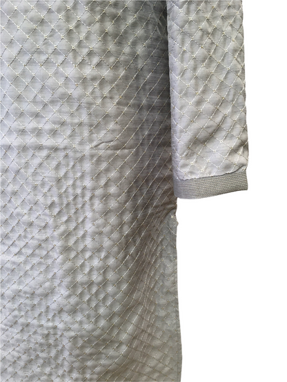 Silver Grey- Mens Banarasi Handloom Kurta Set - LOGAN TY0322