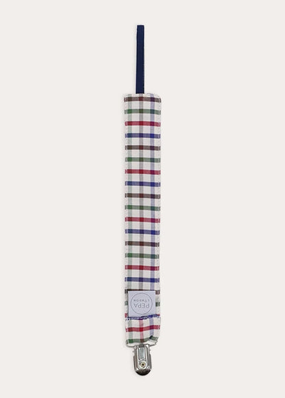 Sinclair Check Dummy Clip in Burgundy Accessories from Pepa London